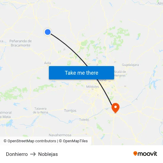 Donhierro to Noblejas map