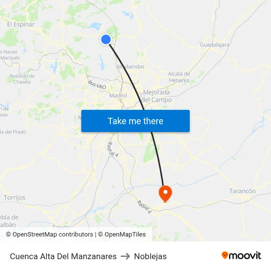 Cuenca Alta Del Manzanares to Noblejas map