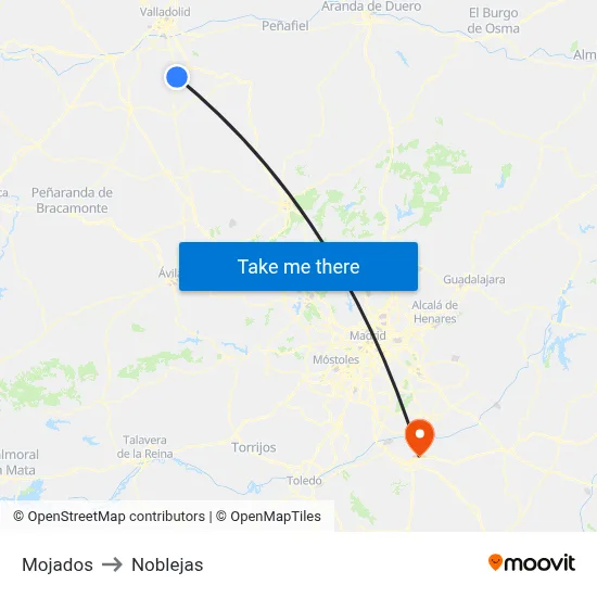 Mojados to Noblejas map