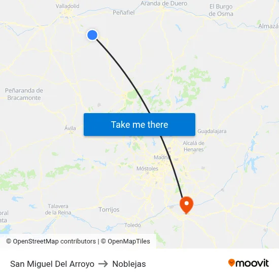 San Miguel Del Arroyo to Noblejas map