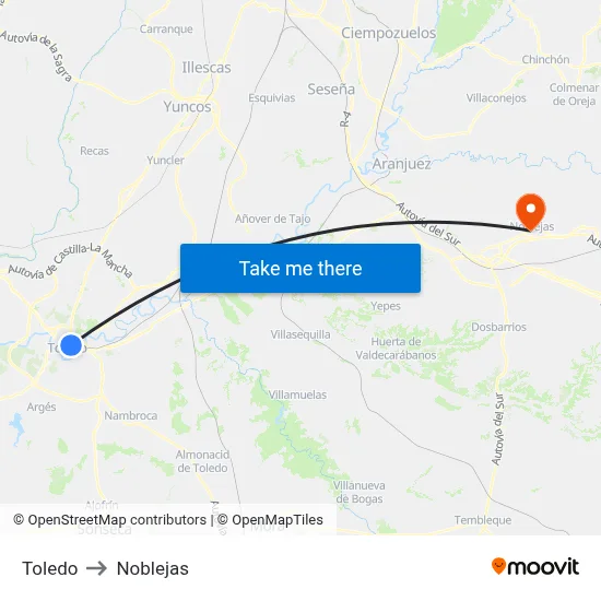 Toledo to Noblejas map