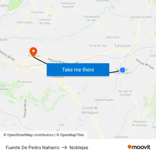Fuente De Pedro Naharro to Noblejas map