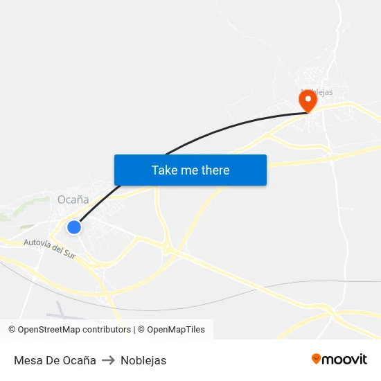 Mesa De Ocaña to Noblejas map