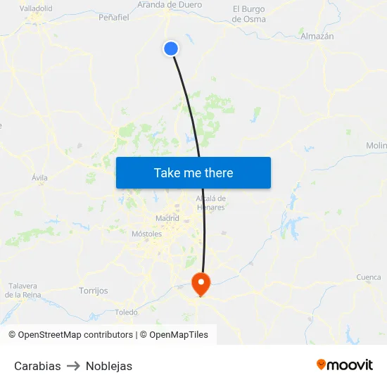 Carabias to Noblejas map
