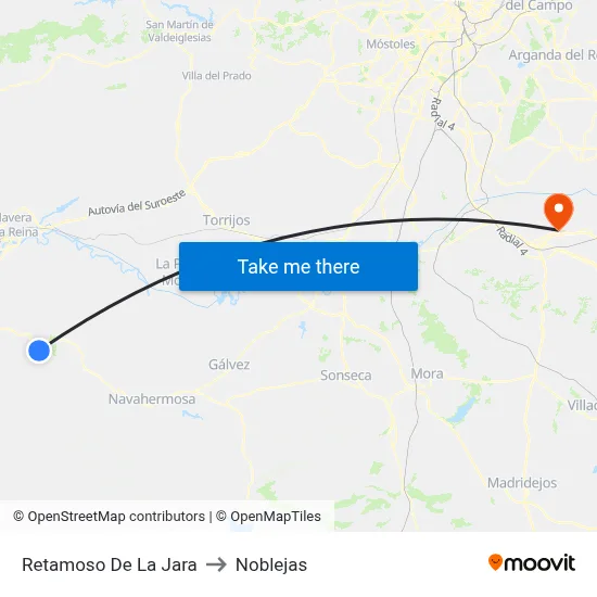 Retamoso De La Jara to Noblejas map