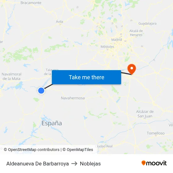 Aldeanueva De Barbarroya to Noblejas map
