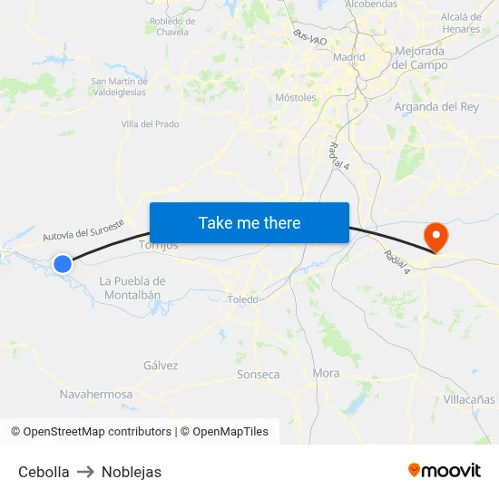 Cebolla to Noblejas map