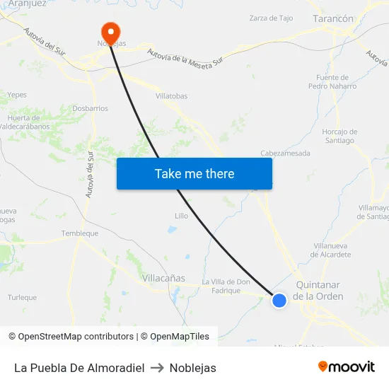 La Puebla De Almoradiel to Noblejas map