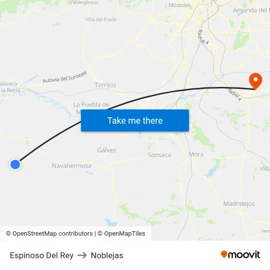 Espinoso Del Rey to Noblejas map