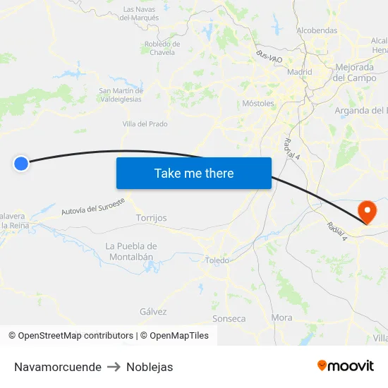 Navamorcuende to Noblejas map