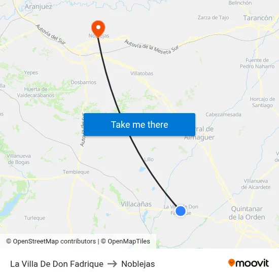 La Villa De Don Fadrique to Noblejas map