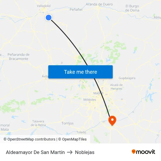 Aldeamayor De San Martín to Noblejas map