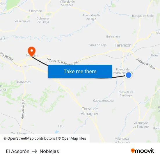 El Acebrón to Noblejas map
