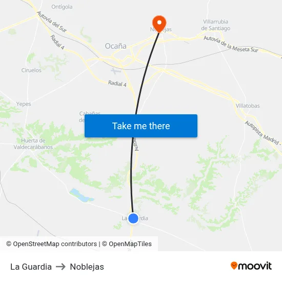 La Guardia to Noblejas map
