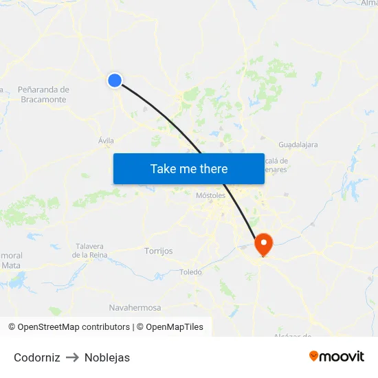 Codorniz to Noblejas map