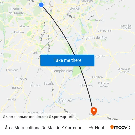 Área Metropolitana De Madrid Y Corredor Del Henares to Noblejas map