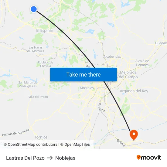 Lastras Del Pozo to Noblejas map