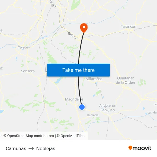 Camuñas to Noblejas map