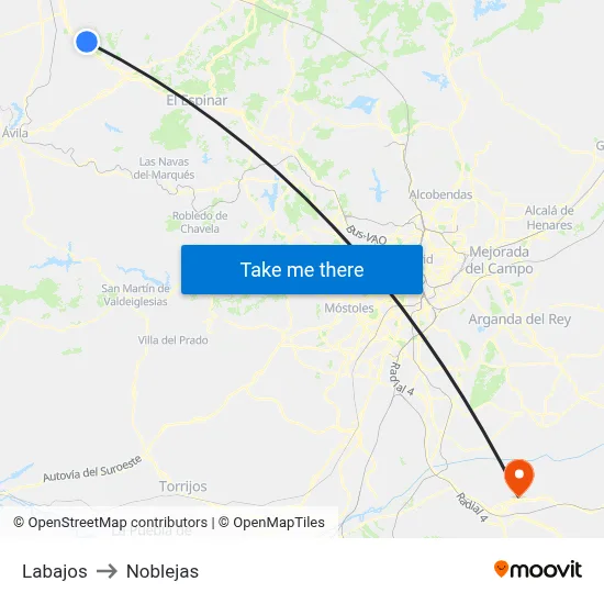 Labajos to Noblejas map