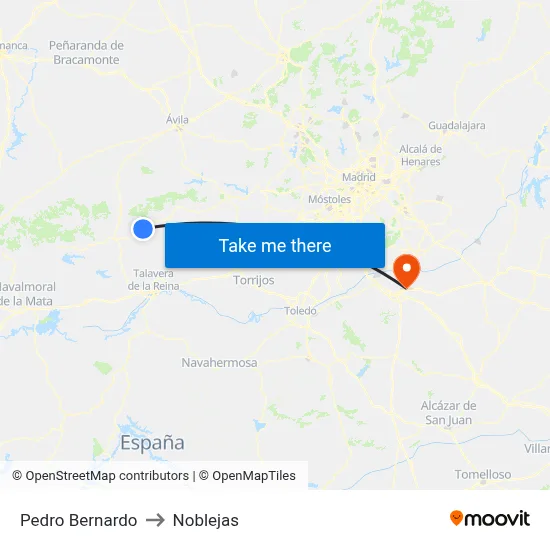 Pedro Bernardo to Noblejas map