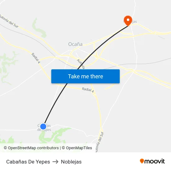 Cabañas De Yepes to Noblejas map
