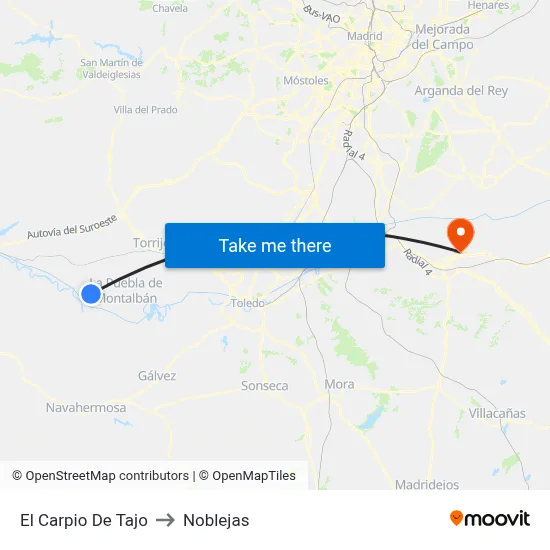 El Carpio De Tajo to Noblejas map