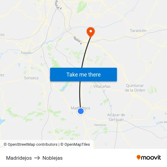 Madridejos to Noblejas map