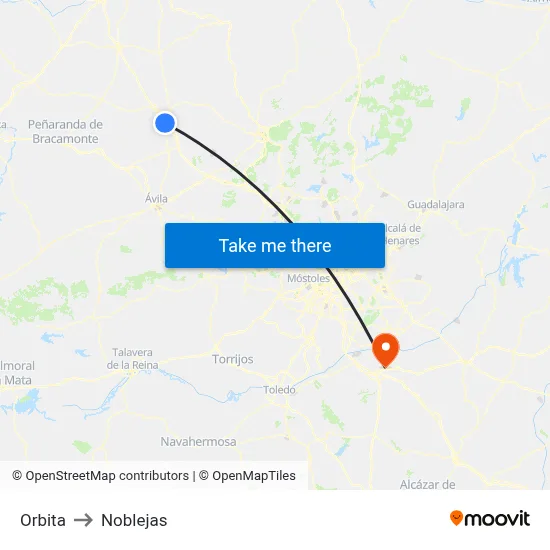 Orbita to Noblejas map