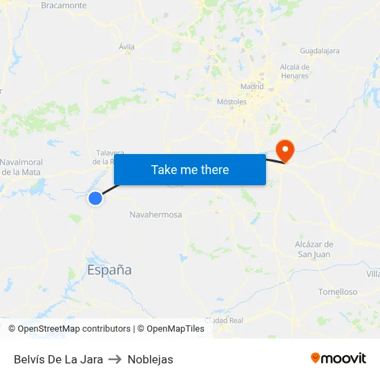 Belvís De La Jara to Noblejas map