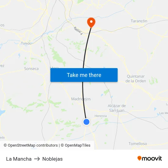 La Mancha to Noblejas map