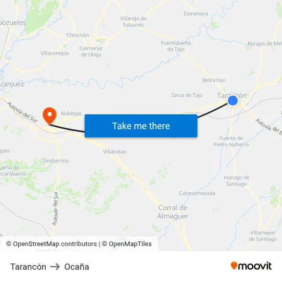 Tarancón to Ocaña map