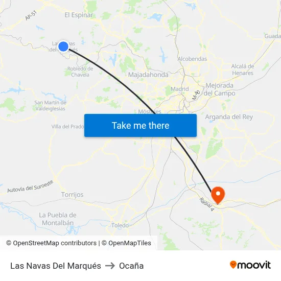 Las Navas Del Marqués to Ocaña map