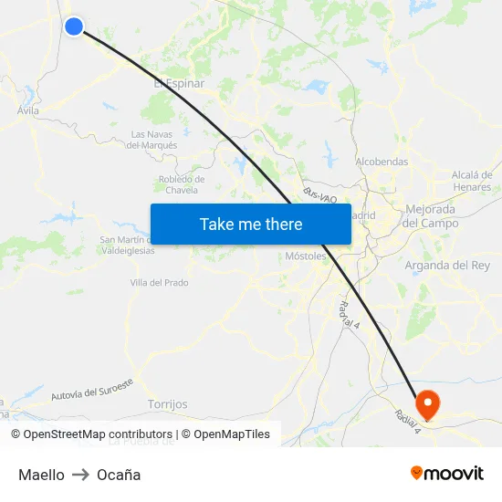 Maello to Ocaña map