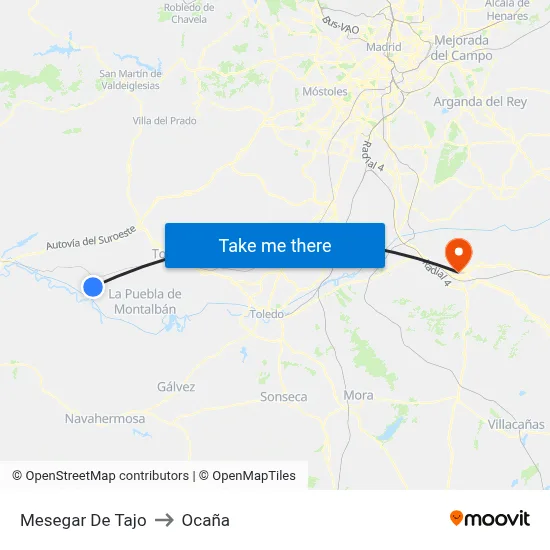 Mesegar De Tajo to Ocaña map