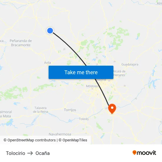 Tolocirio to Ocaña map