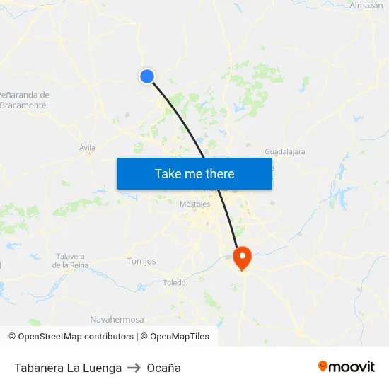 Tabanera La Luenga to Ocaña map