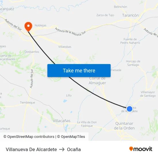 Villanueva De Alcardete to Ocaña map