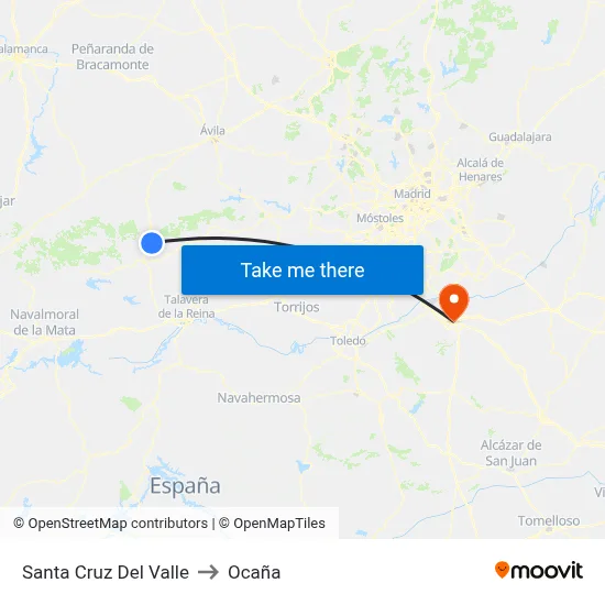 Santa Cruz Del Valle to Ocaña map