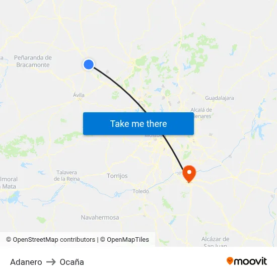 Adanero to Ocaña map