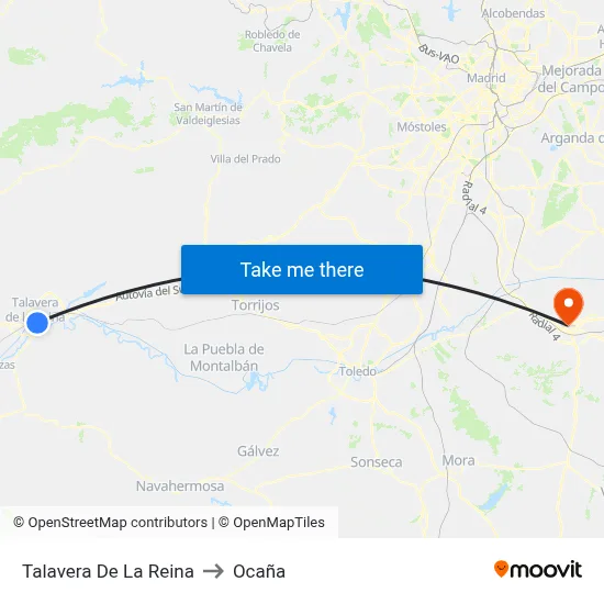 Talavera De La Reina to Ocaña map