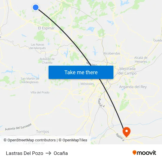 Lastras Del Pozo to Ocaña map