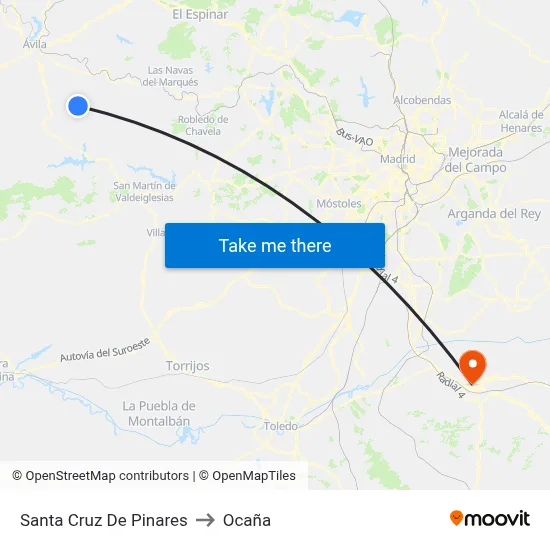 Santa Cruz De Pinares to Ocaña map