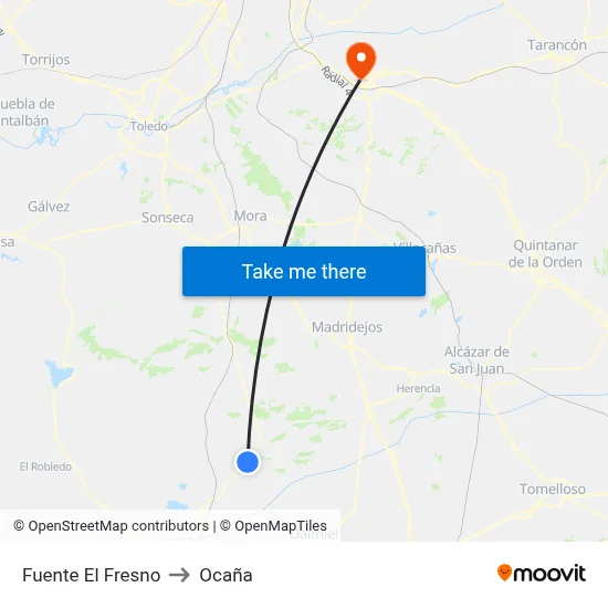 Fuente El Fresno to Ocaña map