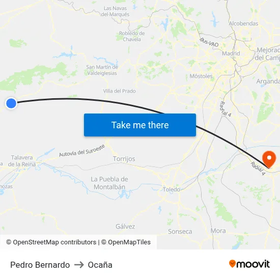 Pedro Bernardo to Ocaña map
