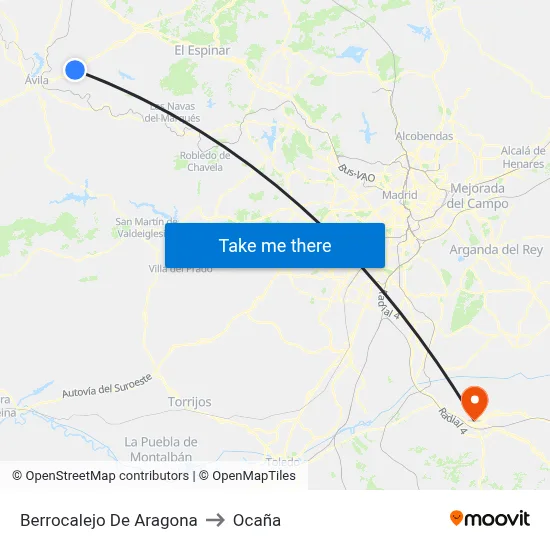 Berrocalejo De Aragona to Ocaña map
