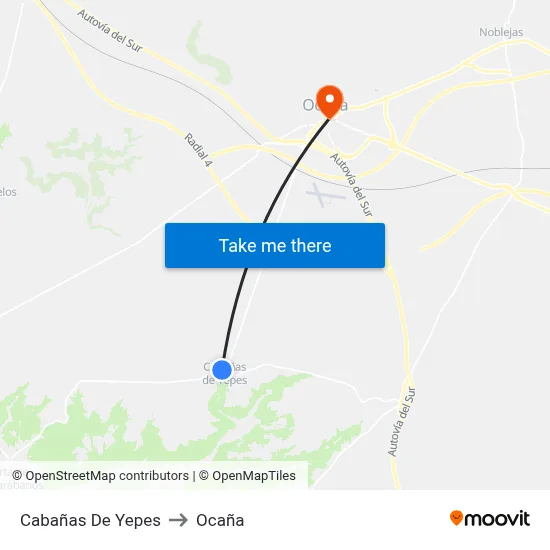 Cabañas De Yepes to Ocaña map