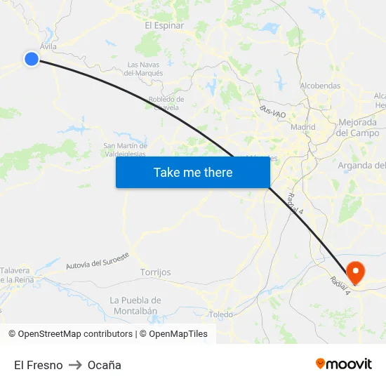 El Fresno to Ocaña map