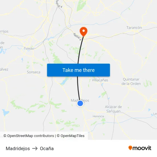 Madridejos to Ocaña map