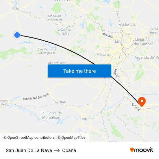 San Juan De La Nava to Ocaña map