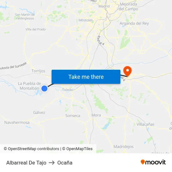 Albarreal De Tajo to Ocaña map